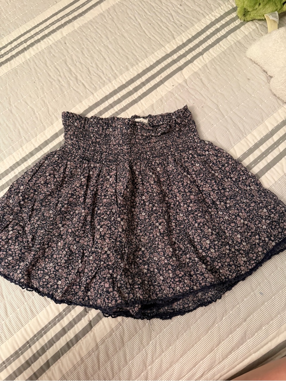 Aeropostale Navy Blue Floral Smocked Skater Skirt